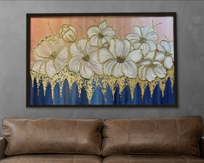 Loft living room interior design with blank frame